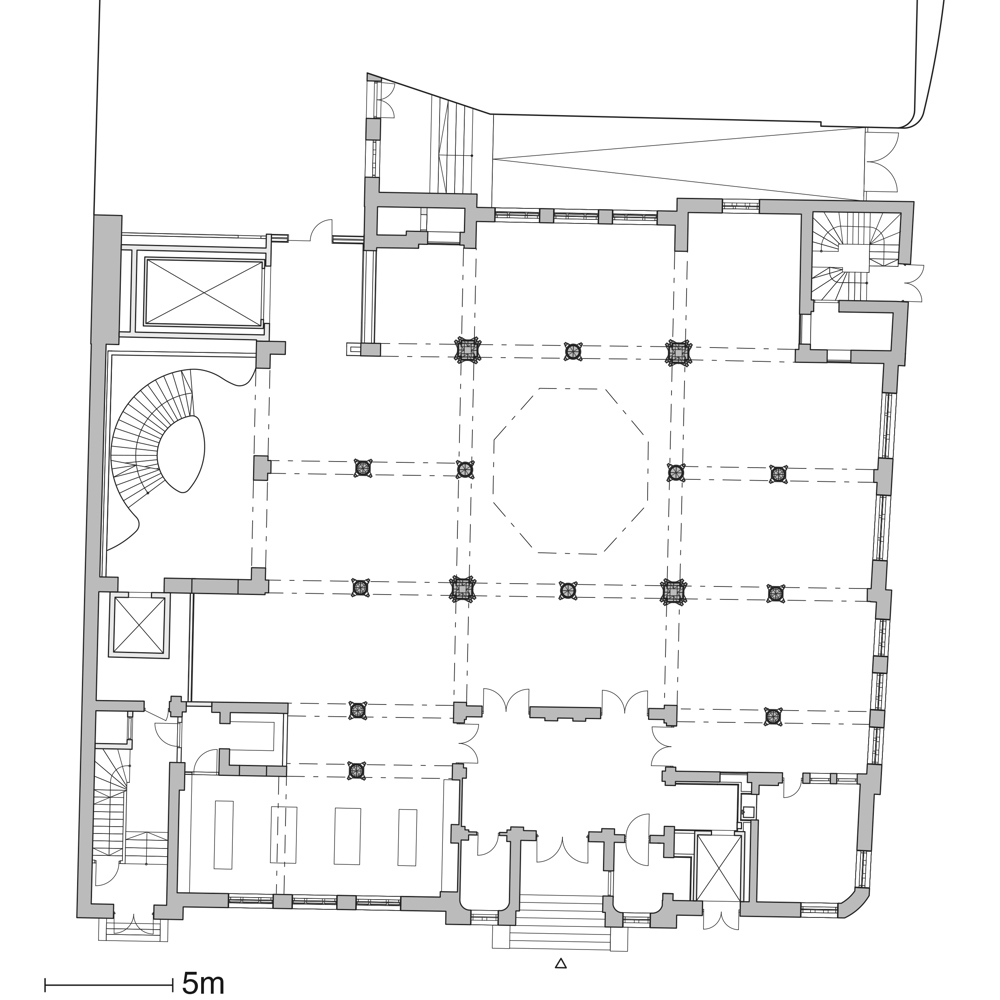 Plan av første etasje på PoMo, arkitekt tegning.