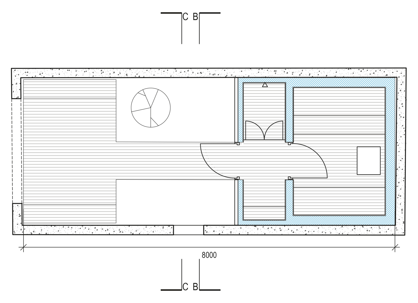 Plan av badstue, arkitekt tegning.