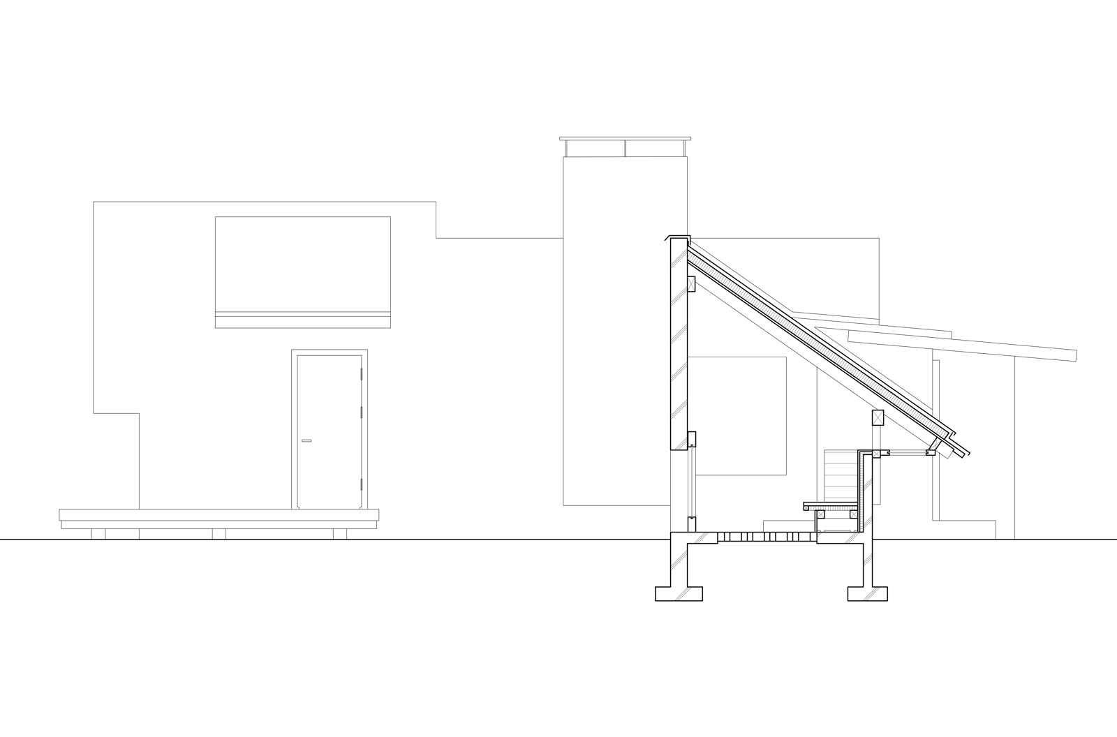 Snitt av hytte. Arkitekt tegning.