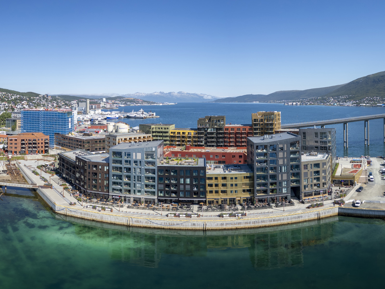 Drone foto som viser Bykvartalet Vervet i Tromsø.