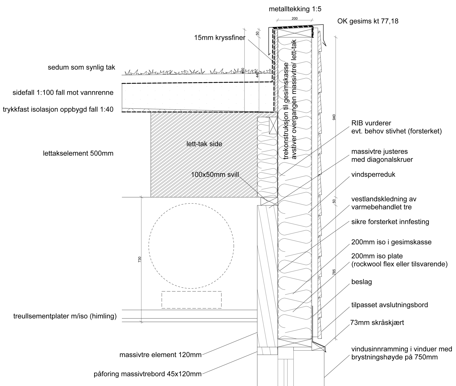 Bygningdetalj. Arkitekt tegning. 