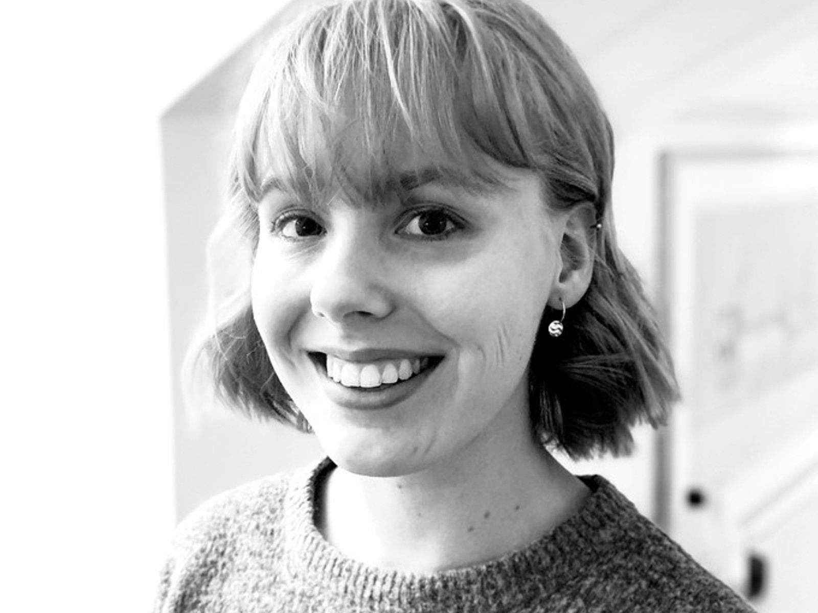 Portrett av Kristina Kjonningsen, svart hvitt. Foto.