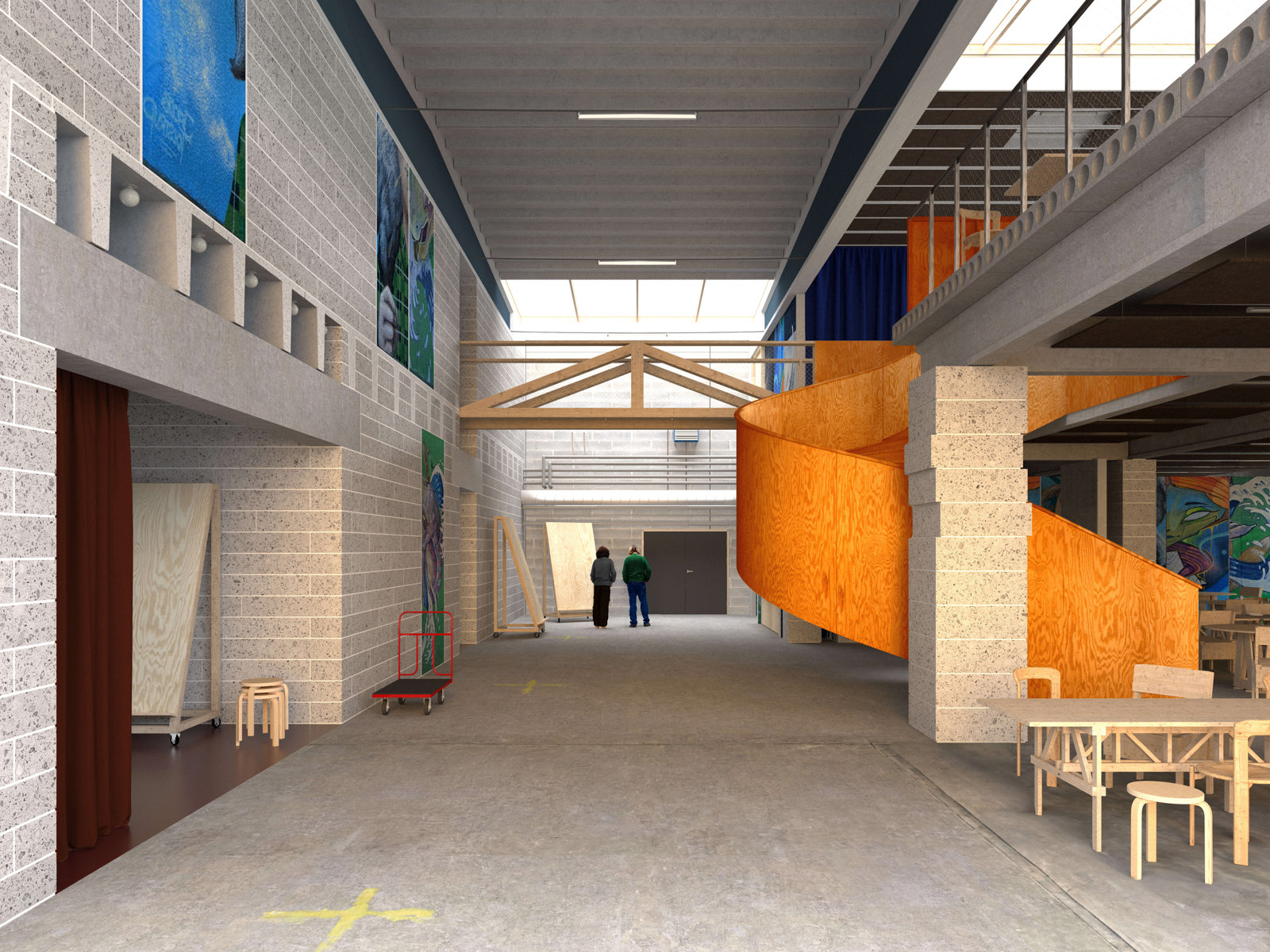 Interiør foto av Roskilde skole, åpen løsning.