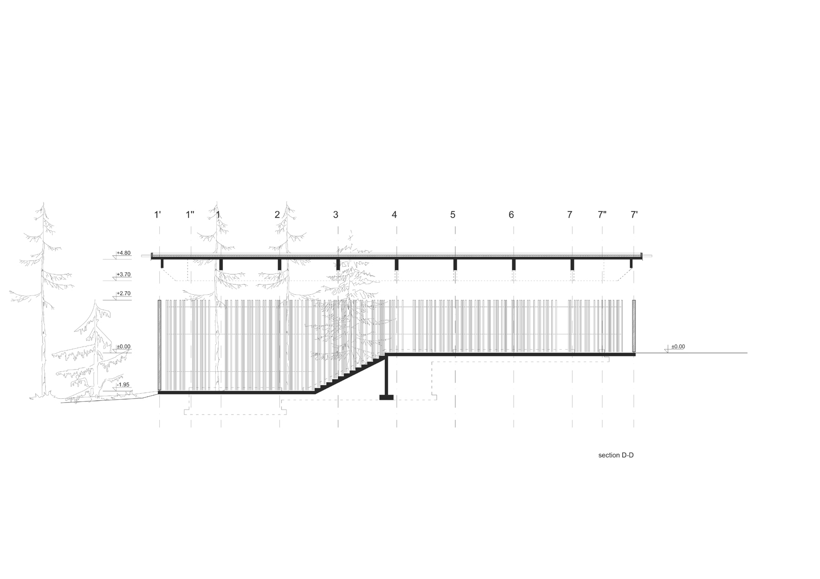 Snitt av Hegnhuset. Arkitekt tegning.