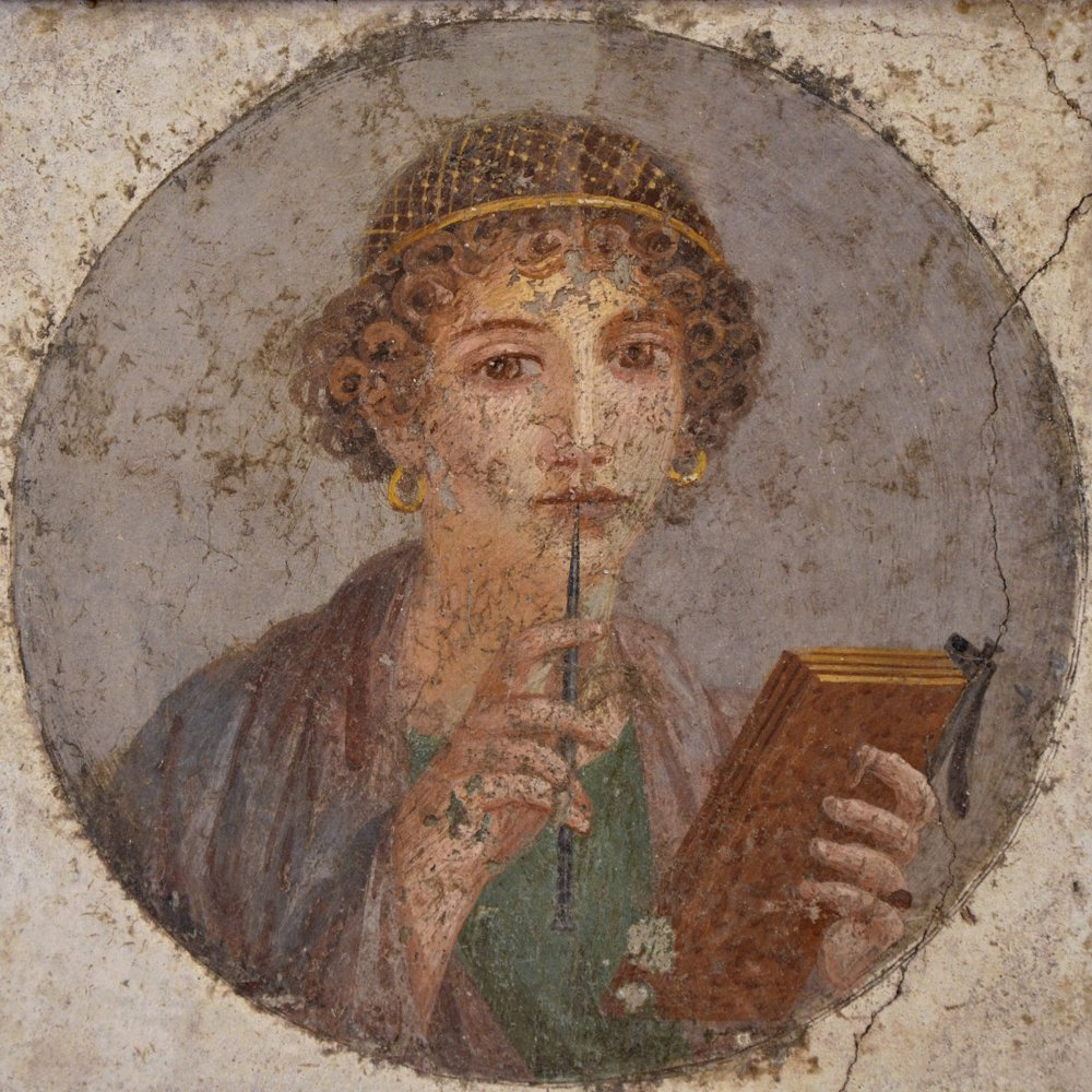 ‘Sappho Fresco’ With Tablet, From Pompeii.