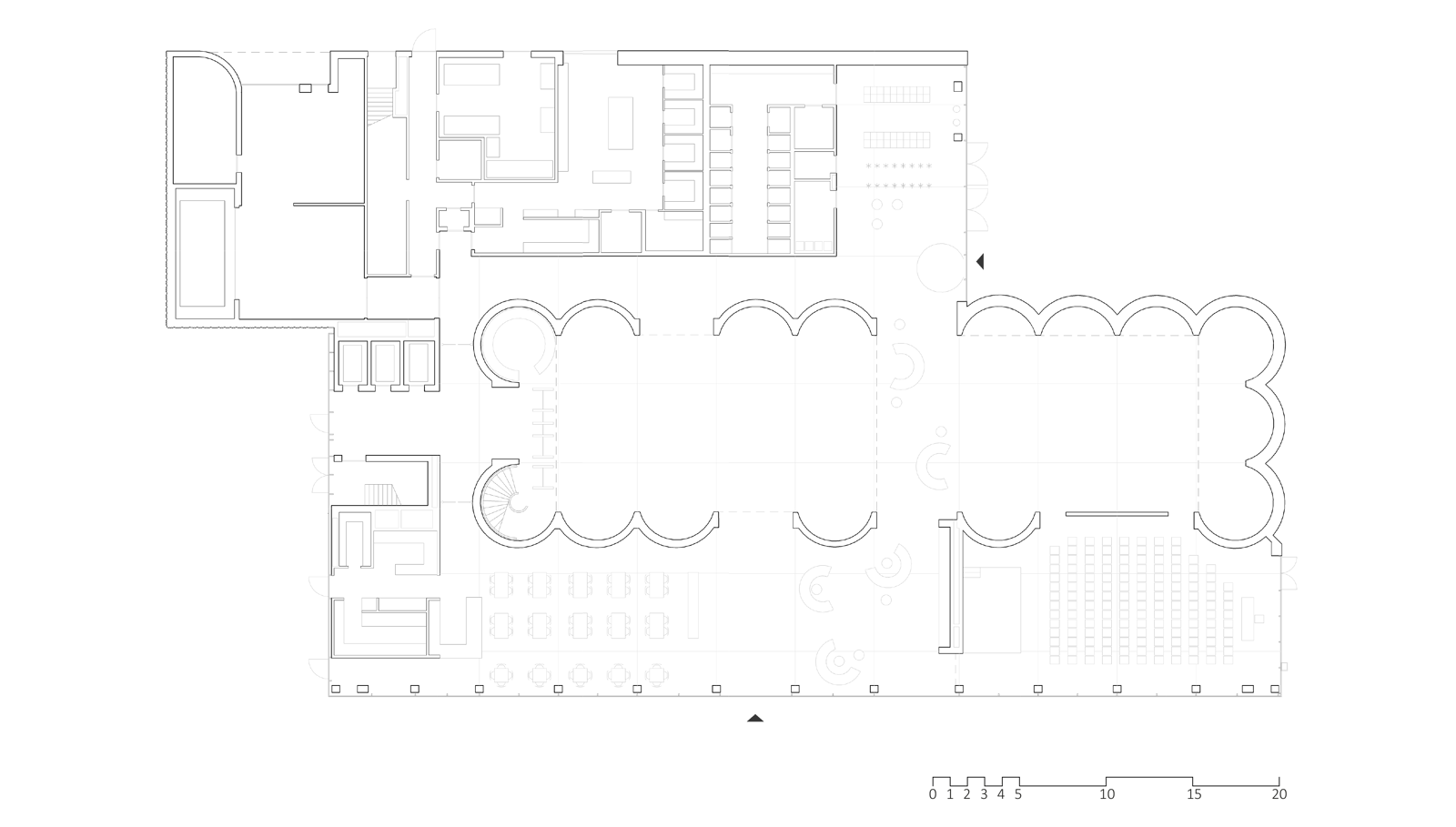 Første etasje plan av kunstsilo. Arkitekt tegning.