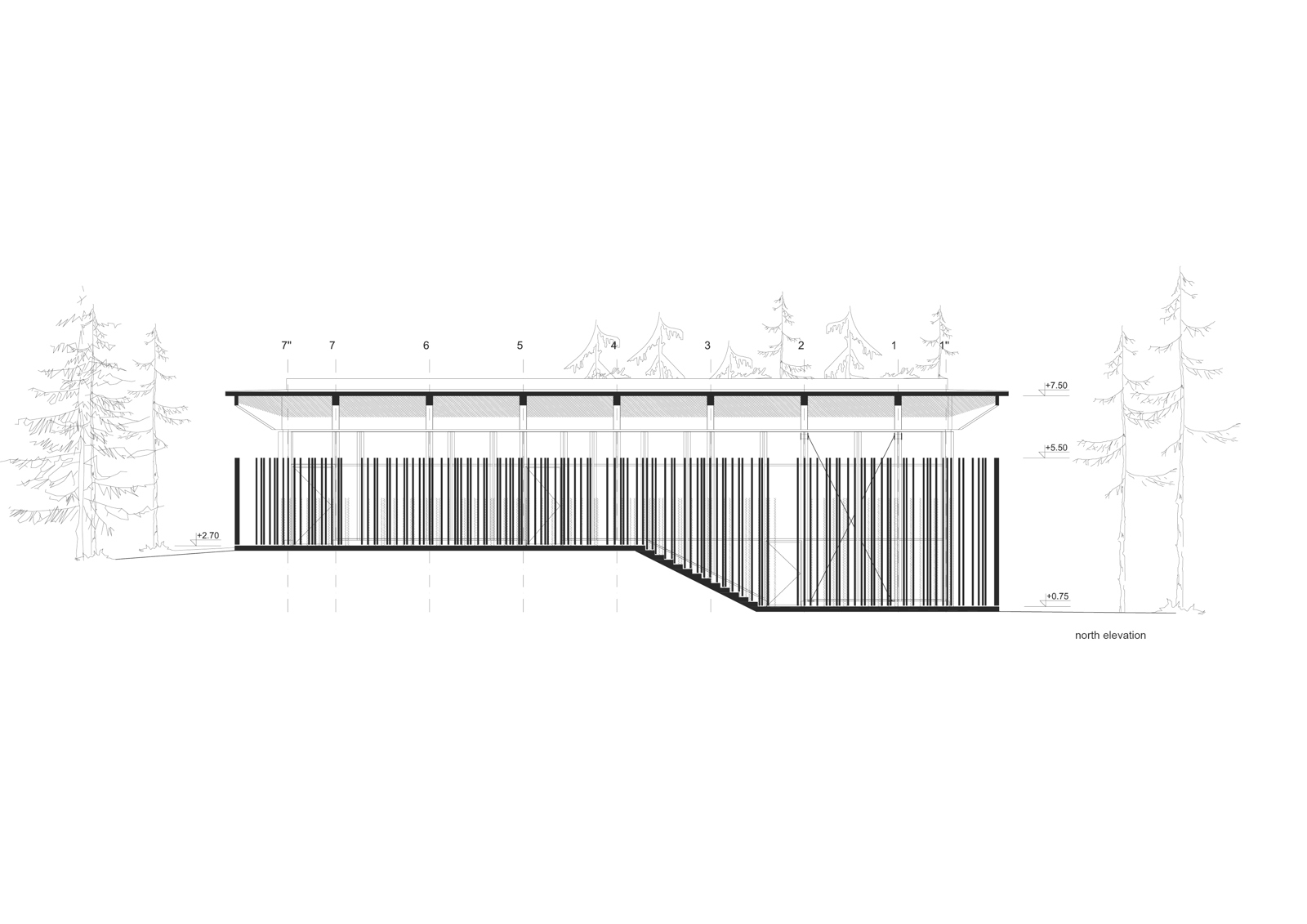 Nord fasade av Hegnhuset. Arkitekt tegning.