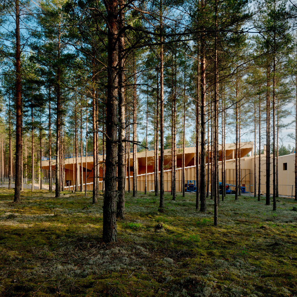 Vestres nye fabrikk sett fra skogen