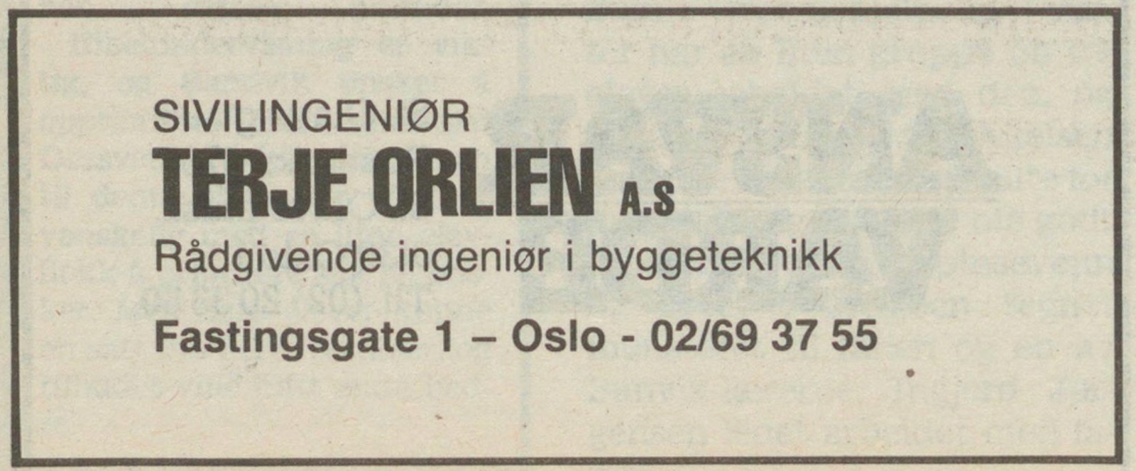 Scan av en liten annonse i en avis.