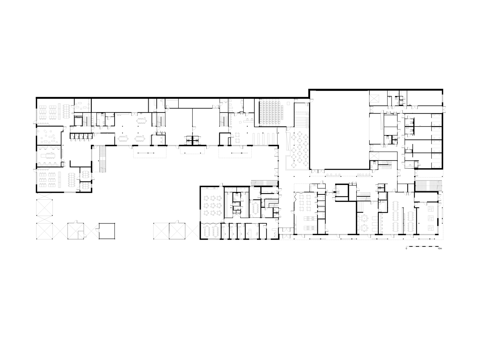 Plantegning av skole. Arkitekt tegning. 