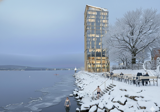 Høghus på Nesoddtangen_Vinter