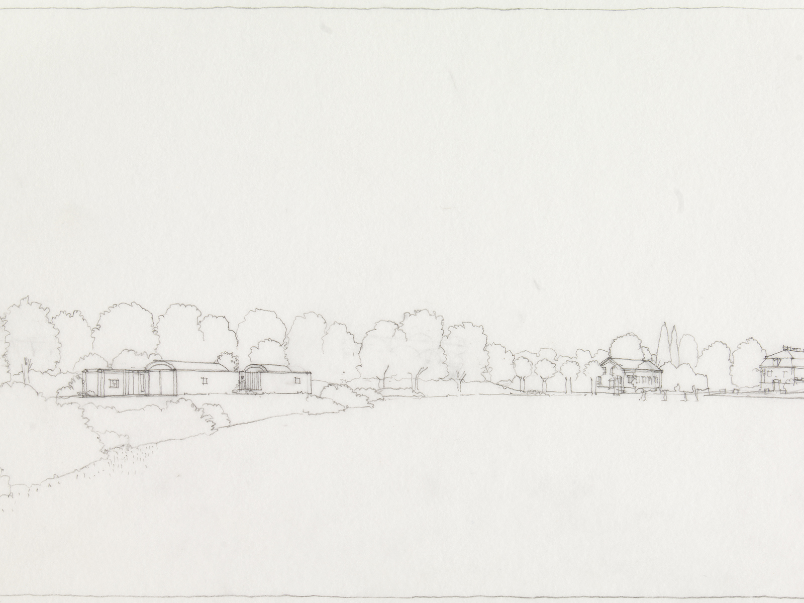 Mauritzberg Fritidssenter, Sverre Fehn,1989. Skisse.