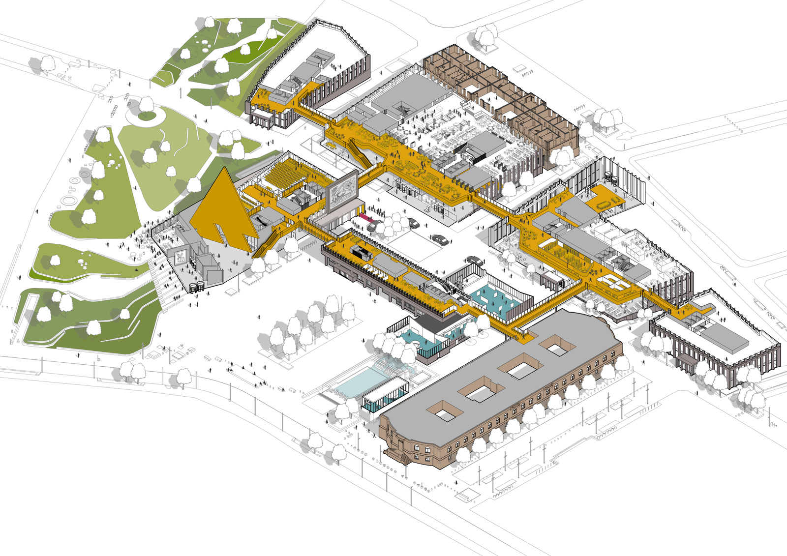 Aksonometrisk tegning over regjeringskvartalet