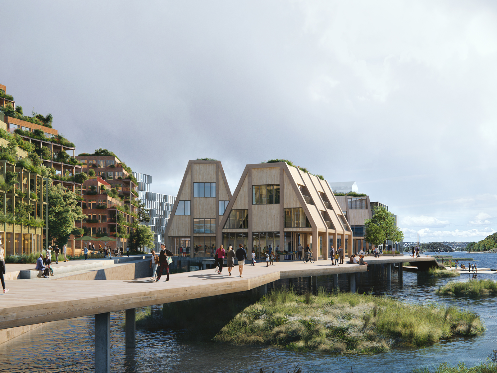 Illustrasjon av Team Adepts forslag til utbygging av delområdet «Lohavn» av Grønlikaia i Oslo.