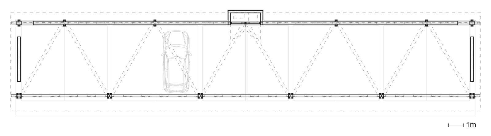 Plan av carport på resort, arkitekt tegning.