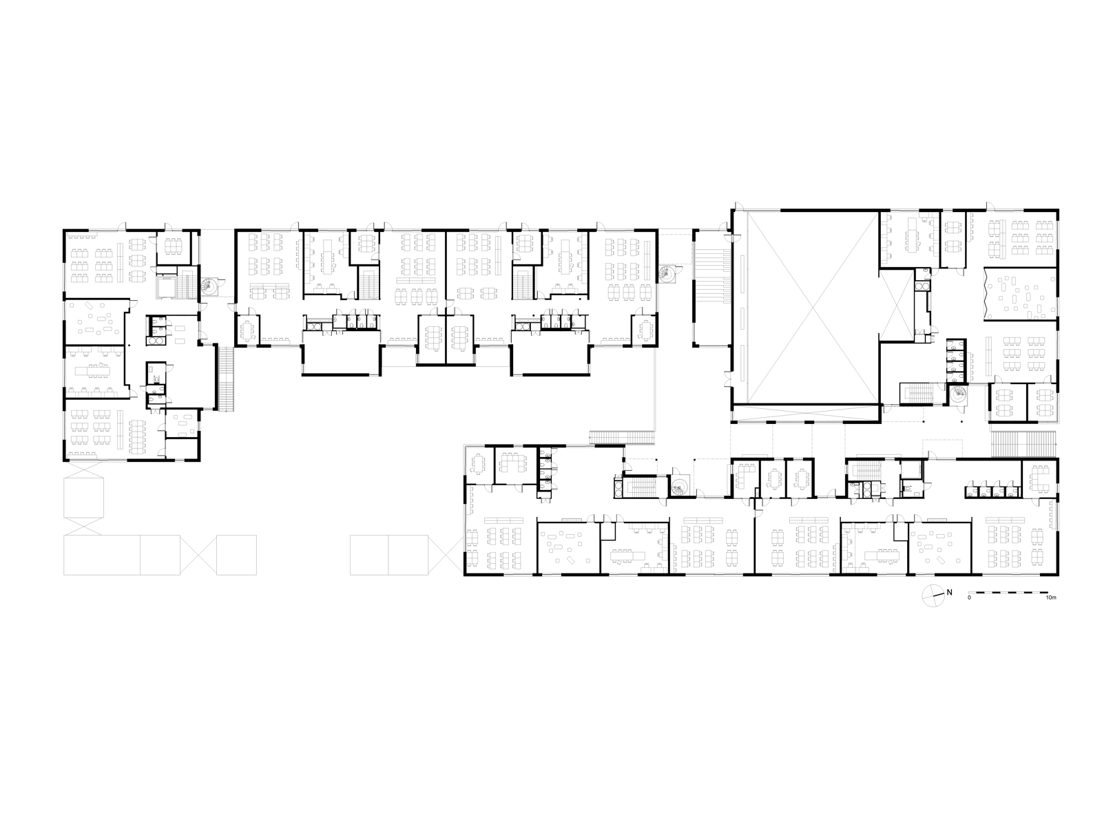 Plantegning over skole. Arkitekt tegning.