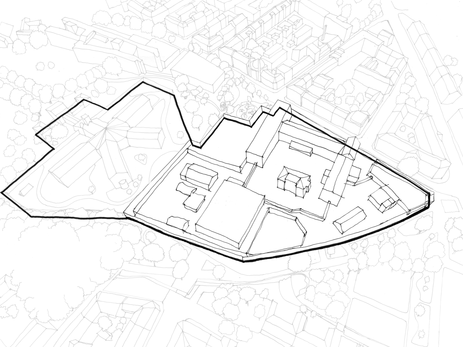 Diagramtegning av planområdet for Oslo fengsel. 