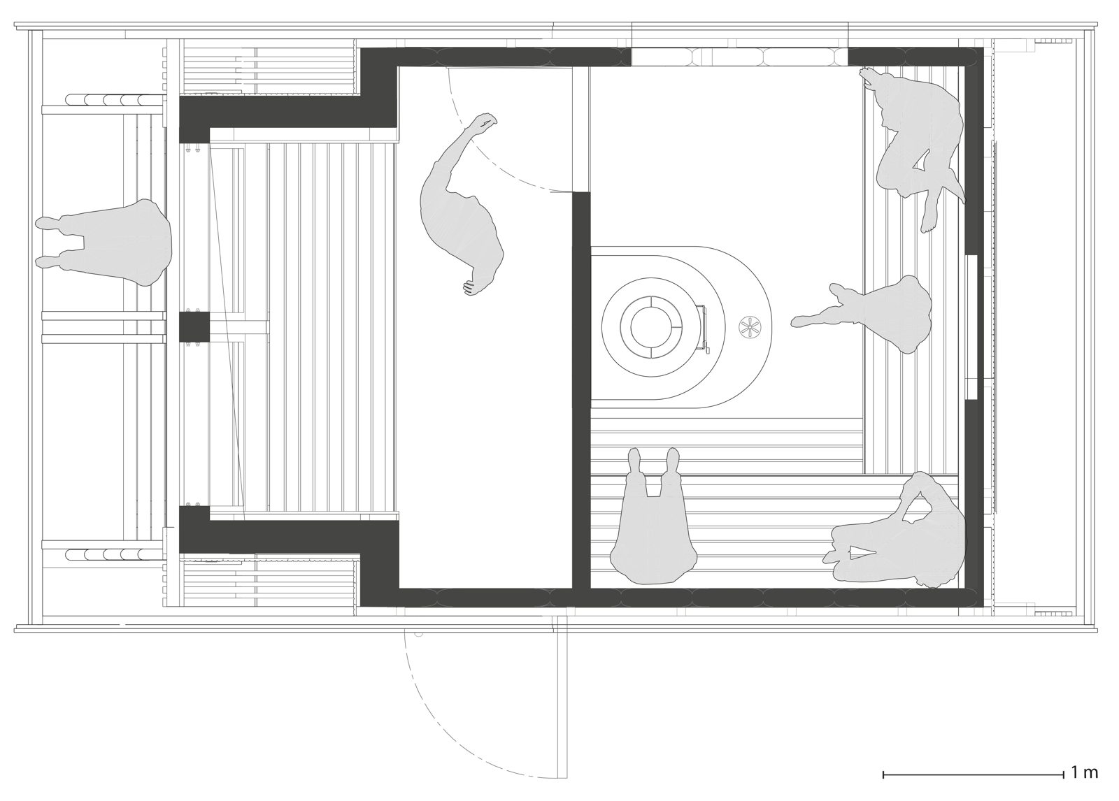 Plan tegning av sauna, Arkitekt tegning.