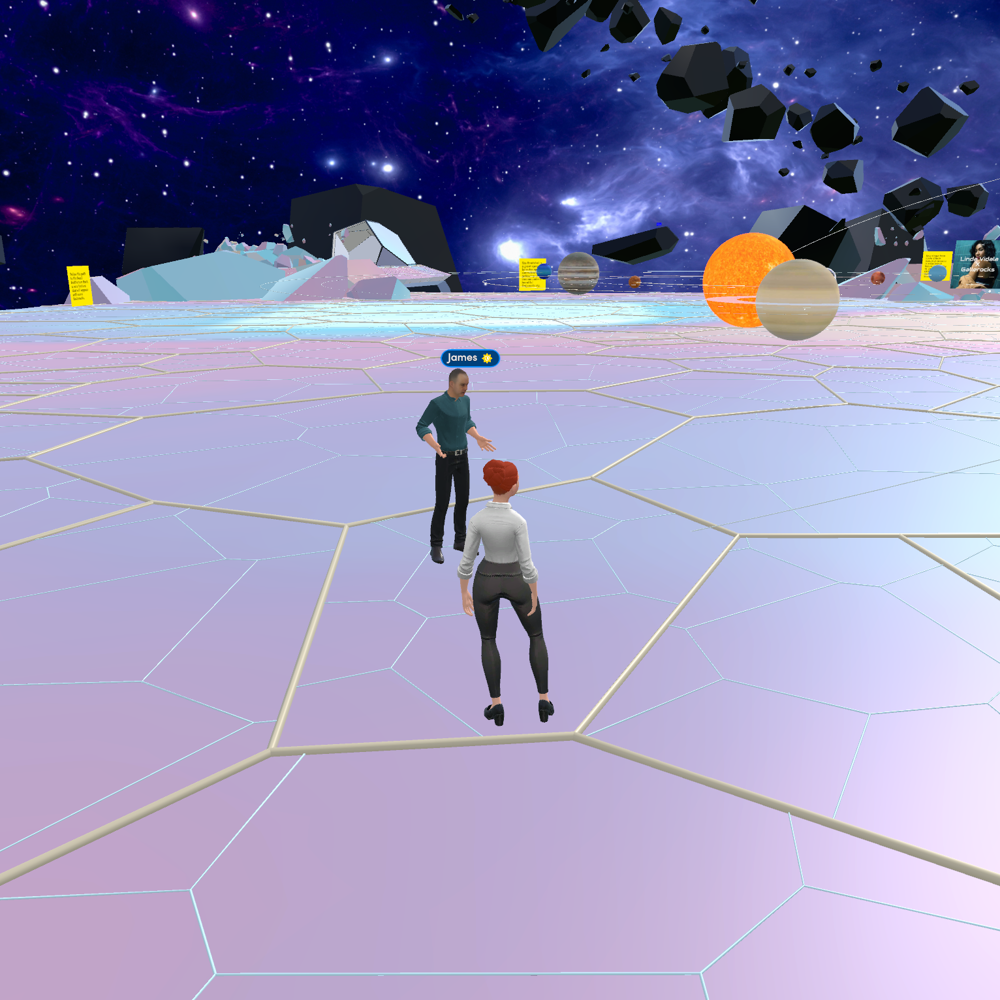 To avaterer i metaverset prater sammen