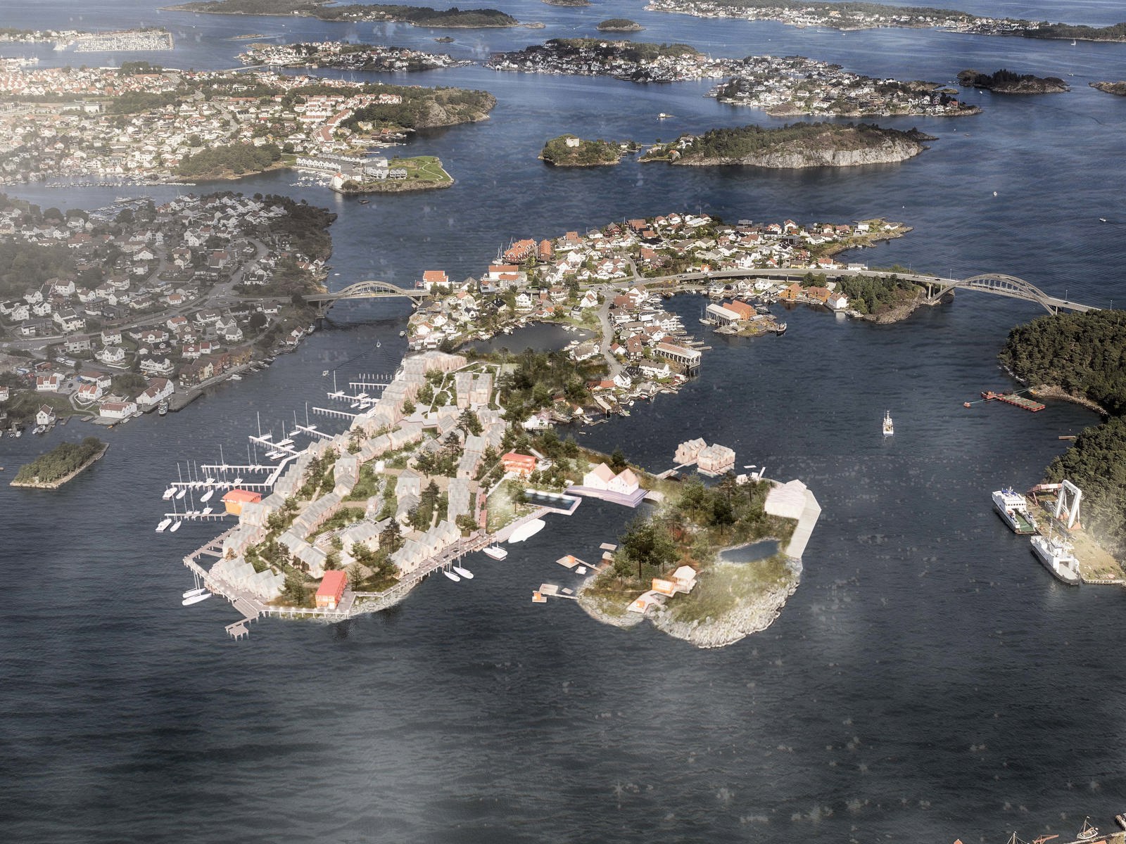 Illustrasjon av boligprosjektet Pynteneset i Stavanger. 