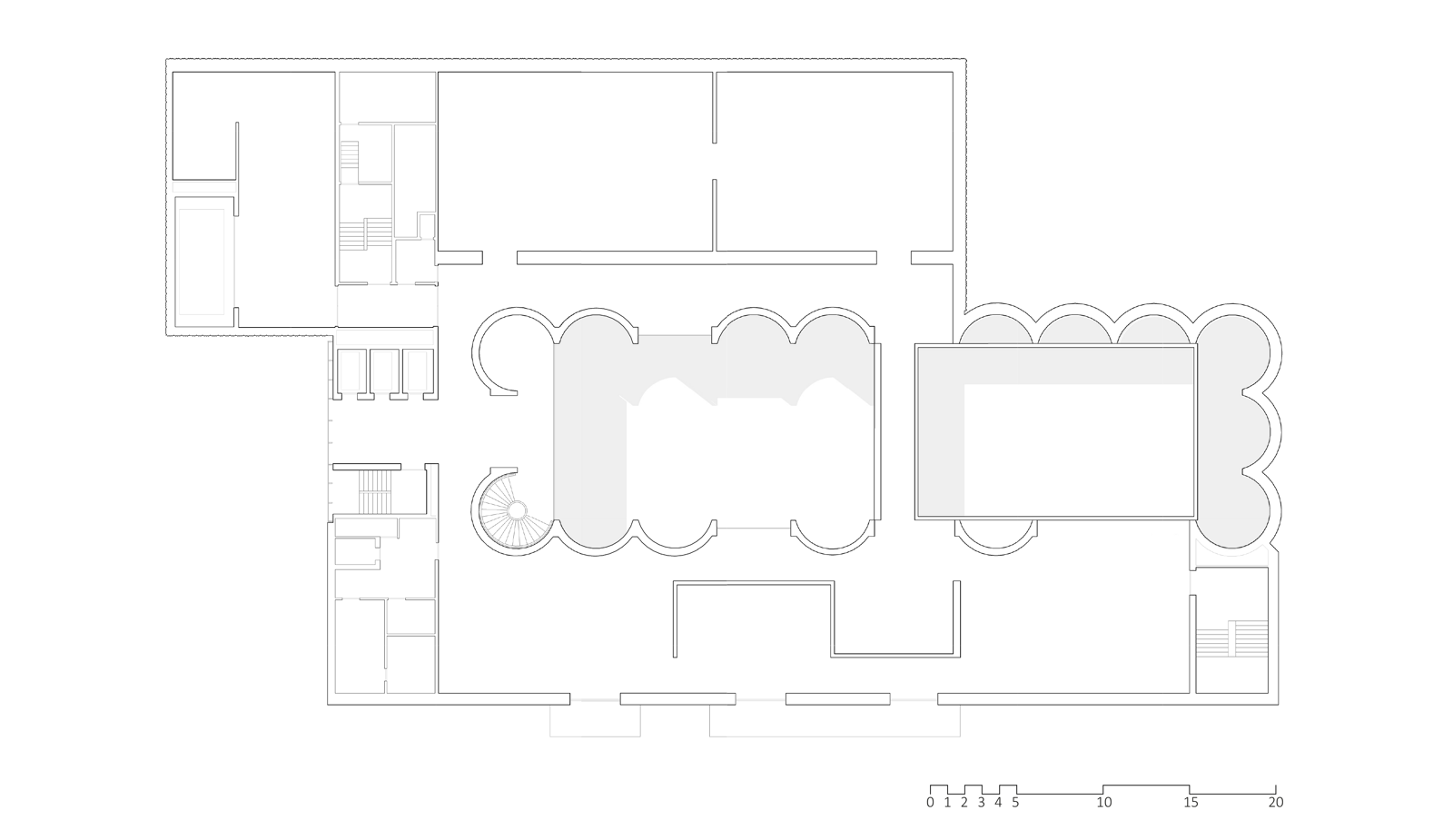 Tredje etasje plan av kunstsilo. Arkitekt tegning.