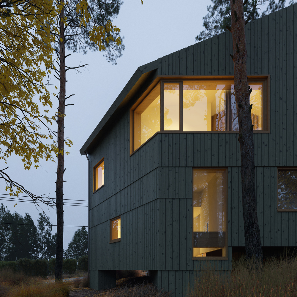 Rendering av «House for a forest»-prosjektet