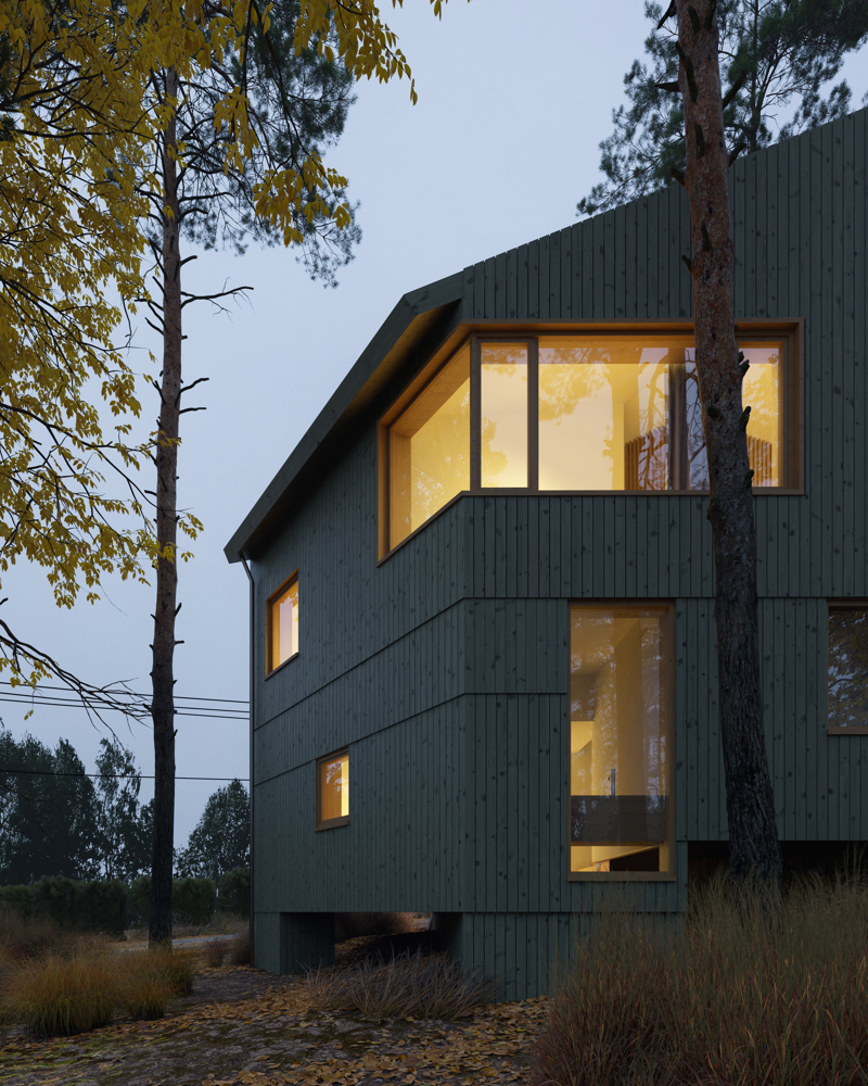 Rendering av «House for a forest»-prosjektet