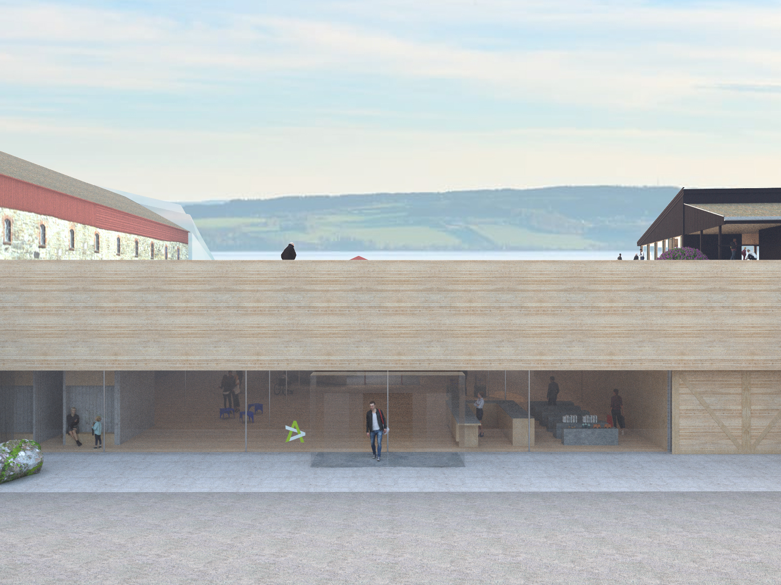 Forslag til nytt museumsdel på Domkirkeodden, under bakken. Illustrasjon.