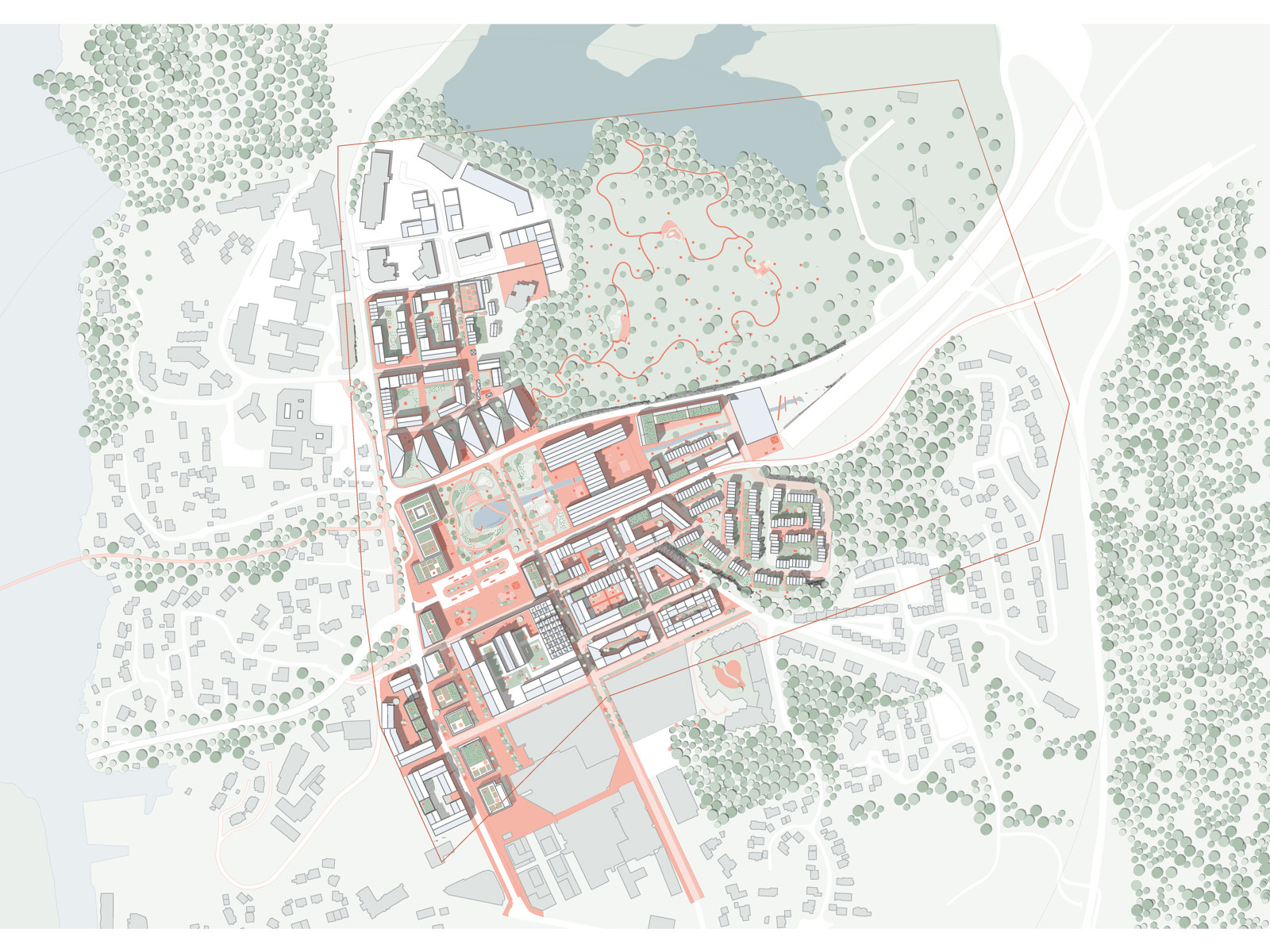 Illustrasjon av plan for parallelloppdrag på Straume i Øygarden kommune. 