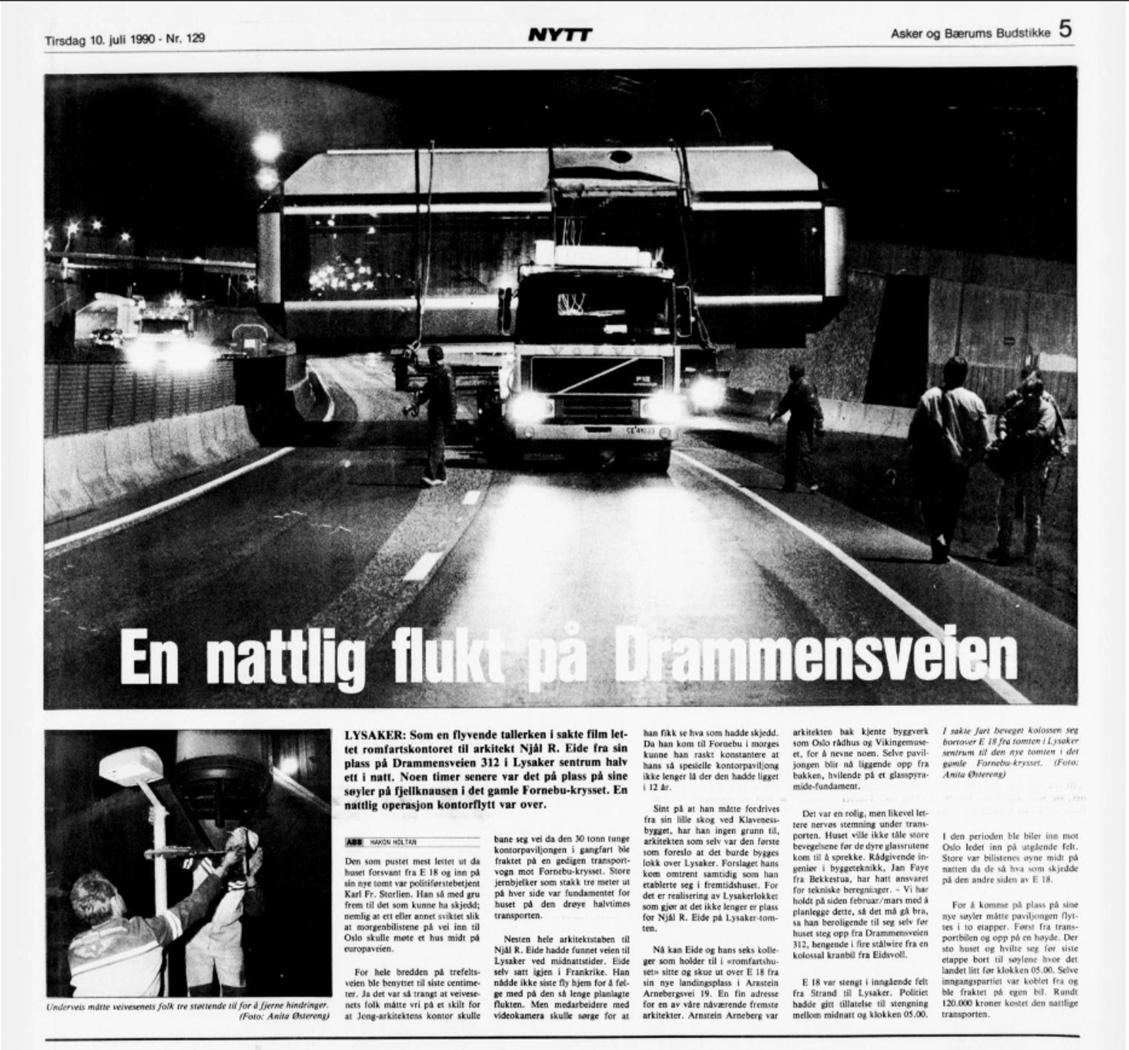 Faksimile fra Asker og Bærums Budstikke, 10. juli 1990. 